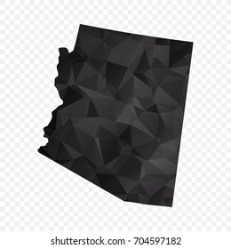Transparent - Map of Arizona. Black Geometric Rumpled Triangular , Polygonal Design For Your . Vector illustration eps 10.