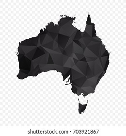 Transparent - Map of Australia. Black Geometric Rumpled Triangular , Polygonal Design For Your . Vector illustration eps 10.