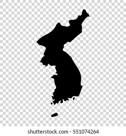 Mapa transparente - Mapa negro detallado de Corea del Norte. Ilustración vectorial, pasos 10.