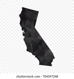 Transparent - Map of California. Black Geometric Rumpled Triangular , Polygonal Design For Your . Vector illustration eps 10.