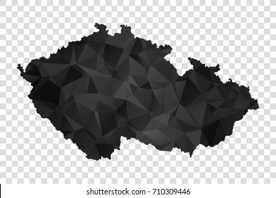 Transparent - Map of Czech. Black Geometric Rumpled Triangular , Polygonal Design For Your . Vector illustration eps 10.