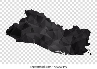 Transparent - Map of El Salvador. Black Geometric Rumpled Triangular , Polygonal Design For Your . Vector illustration eps 10.