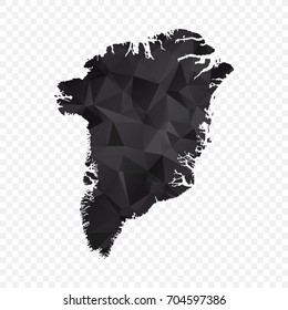 Transparent - Map of Greenland. Black Geometric Rumpled Triangular , Polygonal Design For Your . Vector illustration eps 10.