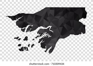 Transparent - Map of Guinea Bissau. Black Geometric Rumpled Triangular , Polygonal Design For Your . Vector illustration eps 10.
