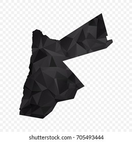 Transparent - Map of Jordan. Black Geometric Rumpled Triangular , Polygonal Design For Your . Vector illustration eps 10.