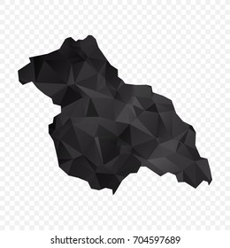 Transparent - Map of Kashmir. Black Geometric Rumpled Triangular , Polygonal Design For Your . Vector illustration eps 10.