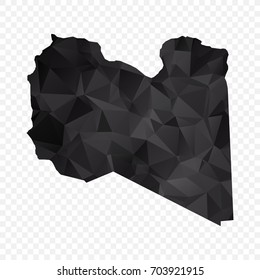 Transparent - Map of Libya. Black Geometric Rumpled Triangular , Polygonal Design For Your . Vector illustration eps 10.