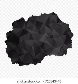 Transparent - Map of Macedonia. Black Geometric Rumpled Triangular , Polygonal Design For Your . Vector illustration eps 10.