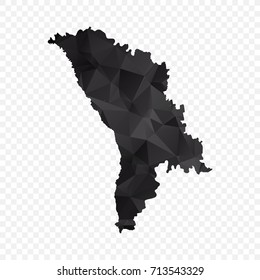 Transparent - Map of Moldova. Black Geometric Rumpled Triangular , Polygonal Design For Your . Vector illustration eps 10.