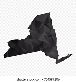 Transparent - Map of New York. Black Geometric Rumpled Triangular , Polygonal Design For Your . Vector illustration eps 10.