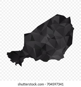 Transparent - Map of Niger. Black Geometric Rumpled Triangular , Polygonal Design For Your . Vector illustration eps 10.