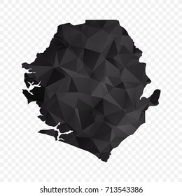 Transparent - Map of Sierra Leone. Black Geometric Rumpled Triangular , Polygonal Design For Your . Vector illustration eps 10.