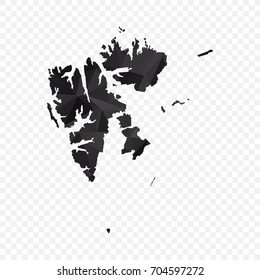 Transparent - Map of Svalbard. Black Geometric Rumpled Triangular , Polygonal Design For Your . Vector illustration eps 10.