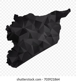 Transparent - Map of Syria. Black Geometric Rumpled Triangular , Polygonal Design For Your . Vector illustration eps 10.