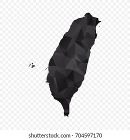Transparent - Map of Taiwan. Black Geometric Rumpled Triangular , Polygonal Design For Your . Vector illustration eps 10.