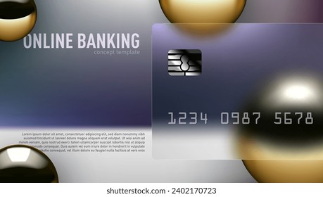 Transparent Mate Bank Card With Glassmorphism Effect. Eps10 Vector