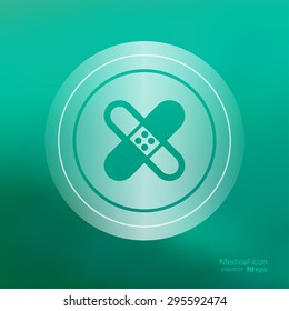 Transparent medical  icon on the blurred  background. Adhesive plaster symbol. Vector illustration