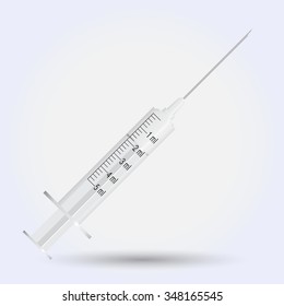 Transparent medical syringe. Vector Image.