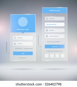 Transparent Member Login Crate Account UI Elements and Web Forms