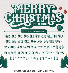 Transparent Mery Christmas Groove Retro Vintage Display Bold Font alphabet