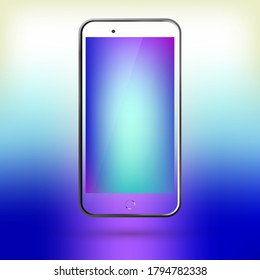 Transparent mobile phone with an empty screen. Gradient mobile phone screen.