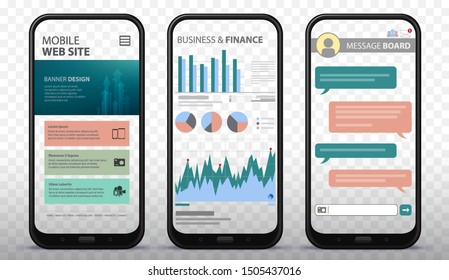 Transparent Mobile Phone Screens Vector Illustration 