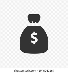 Transparent Money Bag Icon Png, Vector Illustration Of An Money Bag Icon In Dark Color And Transparent Background(png)