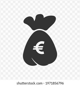 
Transparent Money Euro Bag Icon Png, Vector Illustration Of Euro Money Bag In Dark Color And Transparent Background(png).