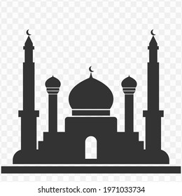 Transparent mosque icon png, vector illustration of an mosque in dark color and transparent background(png)