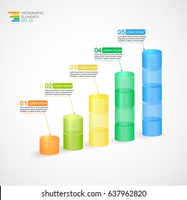 Transparent multicolor rising graph. Vector illustration