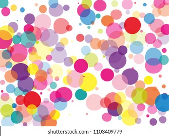 Transparent multi-colored bubbles, circles with overlapping. Bright, cheerful background. Vector illustration for creating holiday backgrounds, posters, invitation banners