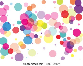 Transparent multi-colored bubbles, circles with overlapping. Bright, cheerful background. Vector illustration for creating holiday backgrounds, posters, invitation banners
