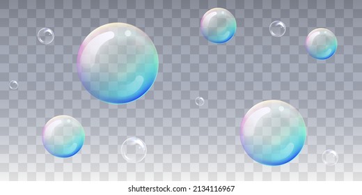 Transparent multicolored soap bubbles vector
