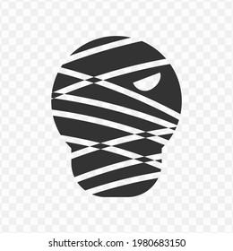 Transparent mummy icon, vector illustration of mummy in dark color and transparent background.