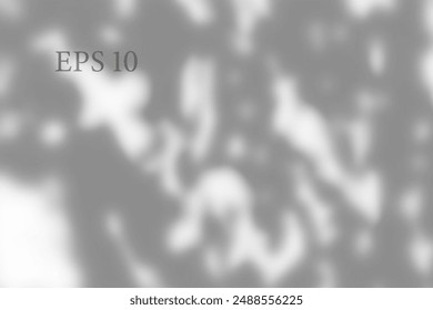 Transparent natural plant shadow. Light effect overlay. Mesh grid. Shadows from branches, plant, foliage and leaves on ground. Presentation your design card, poster Photo realistic vector illustration