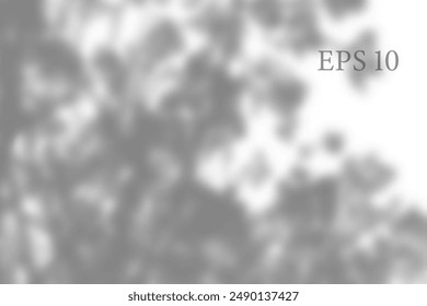 Transparent natural plant shadow. Light effect overlay. Mesh grid. Shadows from branches, plant, foliage and leaves on ground. Presentation your design card, poster Photo realistic vector illustration