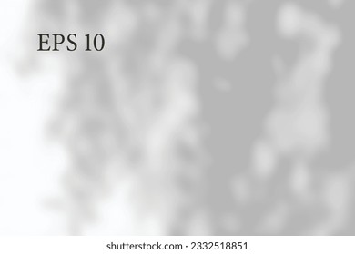 Transparent natural tree shadow. Light effect overlay. Mesh grid. Shadows from branches on ground. Presentation your design card, poster Photo realistic vector illustration.