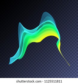 Transparent neon light effect. Holographic shape. Vector glowing magic rainbow transparent element for your design. Beautiful flame, flare, explosion.