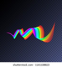 Transparent neon light effect. Holographic shape. Vector glowing magic rainbow transparent element for your design. Beautiful flame, flare, explosion.