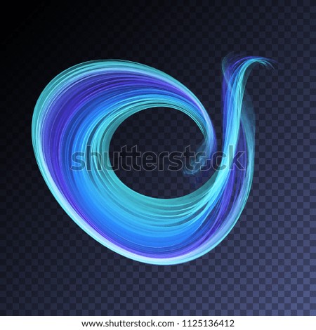 Transparent neon light effect. Holographic shape. Vector glowing magic blue transparent element for your design. Beautiful flame, flare, explosion.