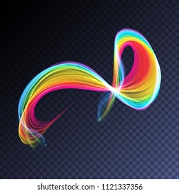 Transparent neon light effect. Vector glowing magic colorful transparent element for your design. Beautiful flame, flare, explosion.