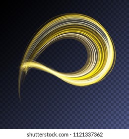 Transparent neon light effect. Vector glowing magic gold transparent element for your design. Beautiful flame, flare, explosion.