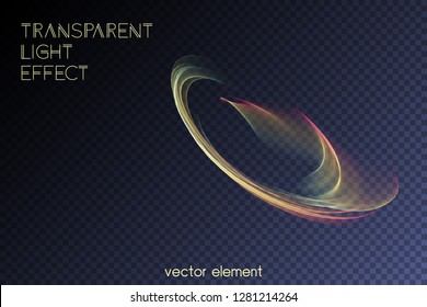 Transparent neon light effect. Vector semitransparent glowing magic rainbow  element for your design. Beautiful flame, flare, light trail, hologram.
