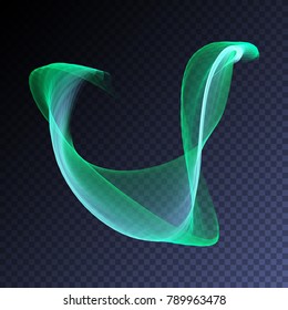 Transparent neon light effect. Vector glowing magic green smoke element for your design. Beautiful flame, flare, explosion.
