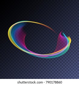 Transparent neon light effect. Vector glowing magic rainbow smoke element for your design. Beautiful flame, flare, explosion.