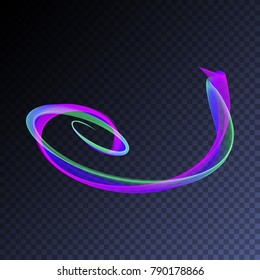Transparent neon light effect. Vector glowing magic rainbow smoke element for your design. Beautiful flame, flare, explosion.