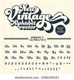 Transparent New Vintage groovy retro bold Font alphabet vector file