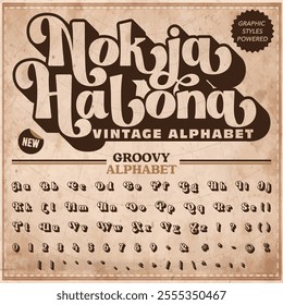 Transparent Nokia Halona Groovy Retro Vintage Display Bold Font alphabet.