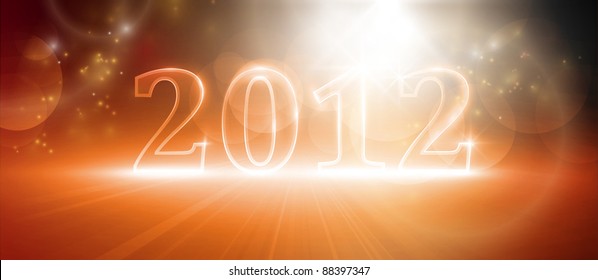 Transparent number 2012. Various light effects giving it a glow in warm shades of red and orange. EPS10