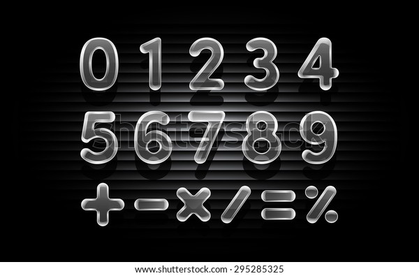 Transparent Number and mathematical\
symbols.Vector\
illustration.